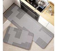 Hixingo Kitchen Rug Mat Hallway Runner Rugs Washable Non-Slip Absorbent Quick Drying Diatom Mud Mat for Bath Floor Door Long Carpet for Sink Bathroom Laundry Room (Grey Block,40x120cm)