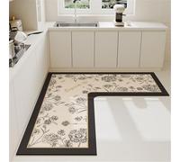 Hixingo Kitchen Rug Mat Non Slip Washable Runner Rugs L-shaped Absorbent Quick-Drying Diatom Mud Hallway Bath Floor Door Mat Long Carpet for Bathroom, Laundry Room, Sink (90x45cm,Horn)