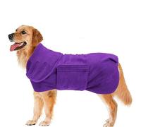 Hixingo Large Dog Drying Coats, Super Absorbent Dog Towel Robe Super Soft Dog Towel Coat Microfiber Pet Dressing Gown for Spaniels, Dachshund, Labrador, Cocker Spaniel (L,Purple)