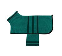 Hixingo Large Dog Drying Coats, Super Absorbent Dog Towel Robe Super Soft Dog Towel Coat Microfiber Pet Dressing Gown for Spaniels, Dachshund, Labrador, Cocker Spaniel (S,Dark Green Black)