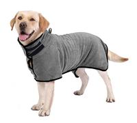 Hixingo Large Dog Drying Coats, Super Absorbent Dog Towel Robe Super Soft Dog Towel Coat Microfiber Pet Dressing Gown for Spaniels/Dachshund/Labrador/Cocker Spaniel (XXL,Grey)
