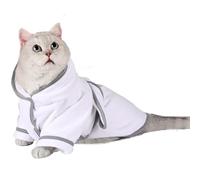 Hixingo Large Dog Drying Coats, Super Absorbent Dog Towel Robe Super Soft Dog Towel Coat Microfiber Pet Dressing Gown for Spaniels, Dachshund, Labrador, Cocker Spaniel (XL,White)
