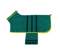 Hixingo Large Dog Drying Coats, Super Absorbent Dog Towel Robe Super Soft Dog Towel Coat Microfiber Pet Dressing Gown for Spaniels, Dachshund, Labrador, Cocker Spaniel (L,Dark Green Yellow)