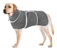 Hixingo Large Dog Drying Coats, Super Absorbent Dog Towel Robe Super Soft Dog Towel Coat Microfiber Pet Dressing Gown for Spaniels, Dachshund, Labrador, Cocker Spaniel (L,Grey)