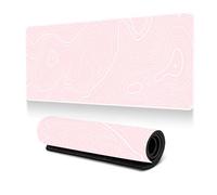 Hixingo Large Mouse Mat, Gaming Mouse Pad, 3D Abstract Contour Lines Mouse Pad, Mousepad with Stitched Edges, Non-Slip Rubber Base Mouse Pads for Office Home (900x400x3mm,Pink)