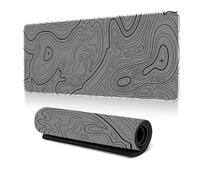 Hixingo Large Mouse Mat, Gaming Mouse Pad, 3D Abstract Contour Lines Mouse Pad, Mousepad with Stitched Edges, Non-Slip Rubber Base Mouse Pads for Office Home (1000x500x3mm,Gray 2)