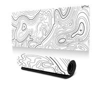 Hixingo Large Mouse Mat, Gaming Mouse Pad, 3D Abstract Contour Lines Mouse Pad, Mousepad with Stitched Edges, Non-Slip Rubber Base Mouse Pads for Office Home (1200x600x3mm,White)