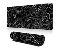 Hixingo Large Mouse Mat, Gaming Mouse Pad, 3D Abstract Contour Lines Mouse Pad, Mousepad with Stitched Edges, Non-Slip Rubber Base Mouse Pads for Office Home (600x300x3mm,Black)