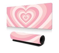 Hixingo Large Mouse Mat, Gaming Mouse Pad, Multi-Color Love Mouse Pad, Mousepad with Stitched Edges, Non-Slip Rubber Base Mouse Pads for Office Home (800x300x3mm,Light pink)
