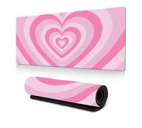 Hixingo Large Mouse Mat, Gaming Mouse Pad, Multi-Color Love Mouse Pad, Mousepad with Stitched Edges, Non-Slip Rubber Base Mouse Pads for Office Home (700x300x3mm,Pink)