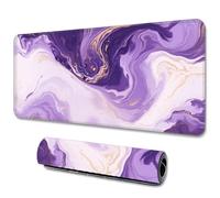 Hixingo Large Mouse Mat, Gaming Mouse Pad, Purple Abstract Marble Mouse Pad, Mousepad with Stitched Edges, Non-Slip Rubber Base Mouse Pads for Office Home (1000x500x3mm,Purple 12)