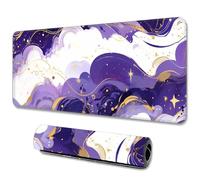 Hixingo Large Mouse Mat, Gaming Mouse Pad, Purple Abstract Marble Mouse Pad, Mousepad with Stitched Edges, Non-Slip Rubber Base Mouse Pads for Office Home (800x300x3mm,Purple 9)