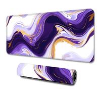 Hixingo Large Mouse Mat, Gaming Mouse Pad, Purple Abstract Marble Mouse Pad, Mousepad with Stitched Edges, Non-Slip Rubber Base Mouse Pads for Office Home (1200x600x3mm,Purple 4)