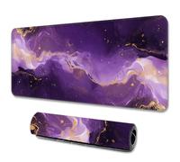 Hixingo Large Mouse Mat, Gaming Mouse Pad, Purple Abstract Marble Mouse Pad, Mousepad with Stitched Edges, Non-Slip Rubber Base Mouse Pads for Office Home (700x300x3mm,Purple 5)