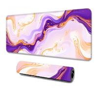 Hixingo Large Mouse Mat, Gaming Mouse Pad, Purple Abstract Marble Mouse Pad, Mousepad with Stitched Edges, Non-Slip Rubber Base Mouse Pads for Office Home (900x400x3mm,Purple 2)