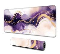 Hixingo Large Mouse Mat, Gaming Mouse Pad, Purple Abstract Marble Mouse Pad, Mousepad with Stitched Edges, Non-Slip Rubber Base Mouse Pads for Office Home (700x300x3mm,Purple 3)