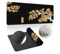 Hixingo Large Mouse Mat, Gaming Mouse Pad, Simple Sakura Mouse Pad, Mousepad with Stitched Edges, Non-Slip Rubber Base Mouse Pads for Office Home (Yellow,900x400x3mm)