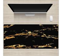 Hixingo Large Mouse Mat, Gaming Mouse Pad, Watercolor Marble Mouse Pad, Mousepad with Stitched Edges, Non-Slip Rubber Base Mouse Pads for Office Home (800x300x3mm,Gold)