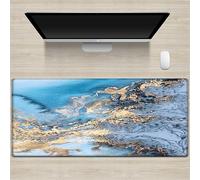 Hixingo Large Mouse Mat, Gaming Mouse Pad, Watercolor Marble Mouse Pad, Mousepad with Stitched Edges, Non-Slip Rubber Base Mouse Pads for Office Home (700x300x3mm,Blue 2)