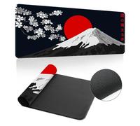Hixingo Large Mouse Mat, Mount Fuji print Gaming Mouse Pad, Mouse Pad, Mousepad with Stitched Edges, Non-Slip Rubber Base Mouse Pads for Office & Home (Black,1200x600x3mm)