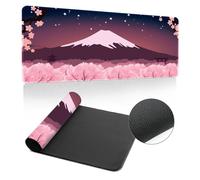 Hixingo Large Mouse Mat, Mount Fuji print Gaming Mouse Pad, Mouse Pad, Mousepad with Stitched Edges, Non-Slip Rubber Base Mouse Pads for Office & Home (Pink,800x300x3mm)