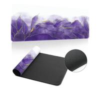 Hixingo Large Mouse Mat, Watercolor Marble Gaming Mouse Pad, Mouse Pad, Mousepad with Stitched Edges, Non-Slip Rubber Base Mouse Pads for Office & Home (1000x500x3mm,Purple)