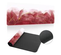 Hixingo Large Mouse Mat, Watercolor Marble Gaming Mouse Pad, Mouse Pad, Mousepad with Stitched Edges, Non-Slip Rubber Base Mouse Pads for Office & Home (700x300x3mm,Red)