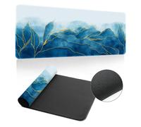 Hixingo Large Mouse Mat, Watercolor Marble Gaming Mouse Pad, Mouse Pad, Mousepad with Stitched Edges, Non-Slip Rubber Base Mouse Pads for Office & Home (1000x500x3mm,Blue)