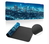 Hixingo Large Mouse Mat, Wonders of the World Gaming Mouse Pad, Mouse Pad, Mousepad with Stitched Edges, Non-Slip Rubber Base Mouse Pads for Office Home (700x300x3mm,City)