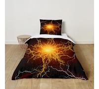 Hixingo Lightning Printed Duvet Cover Sets for Kids,Microfiber Duvet Cover Set Includes Quilt Cover and Pillowcase,Cosy Bedding for Boy and Girl,2pcs (Orange Red,100x135 cm + 40x60cm)