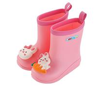 Hixingo Lightweight Toddler Rain Boots for Little Kids Unisex Boys Girls 1-6 Years Old Waterproof Non-Slip Children Wellies Rainboots Outdoors for Spring Summer, School (Pink Bunny,UK child 9)