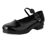 Hixingo Low Heel Tap Shoes for Women Size 4-7, Tap Dance Shoes Adult Split Sole Wide Fit Leather Close Toe Comfortable with Fitted Toe and Heel Taps for Dance (208 Black,4.5)