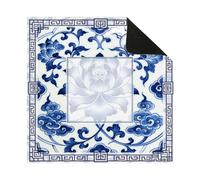 Hixingo Mahjong Mat for Table, Anti Slip Noise Reduction Multi Purpose Padded Board Game Table Mat for American Mahjong, with Rubber Backing &Carrying Bag | Chinese style (Blue White 10,31.5"x31.5")