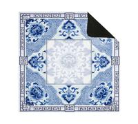 Hixingo Mahjong Mat for Table, Anti Slip Noise Reduction Multi Purpose Padded Board Game Table Mat for American Mahjong, with Rubber Backing &Carrying Bag | Chinese style (Blue White 11,31.5"x31.5")