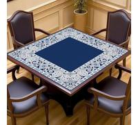 Hixingo Mahjong Mat for Table Mahjong, 31.5"x31.5" Table Mat Anti Slip Noise Reduction Rubber Gaming Pad Portable for Board Games Tile Games/Cards (Vintage Navy Blue,80cm)