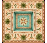 Hixingo Mahjong Mat for Table, Moroccan Mosaic Vacation Style (Orange,19.7x19.7")