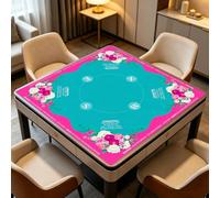 Hixingo Mahjong Mat with Rules for Square Table (Blue-Pink 85A5,35.4”x35.4”)