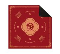 Hixingo Mahjong Mat with Rules for Square Table (Red 865,23.6”x23.6”)