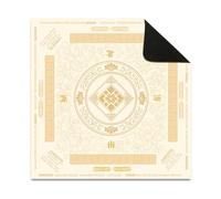 Hixingo Mahjong Mat with Rules for Table 19.7”-35.4” (Beige Flowers,19.7”x19.7”)