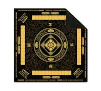 Hixingo Mahjong Mat with Rules for Table 19.7”-35.4” (Black Flowers,35.4”x35.4”)