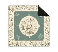 Hixingo Mahjong Mat with Rules for Table 19.7”-35.4” (Cyan Flower,27.5”x27.5”)