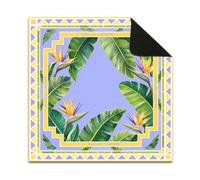 Hixingo Mahjong Mat with Rules for Table 19.7”-35.4” (Purple Banana Leaf,23.6”x23.6”)
