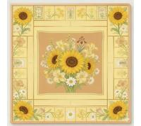Hixingo Mahjong Table Mat, Anti-Slip Noise Reduction Rubber Gaming Pad, Prints Portable Table Cover for Mahjong, Board Games, Tile Games, Card Games (Yellow sunflower,23.6x23.6inch)