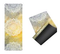 Hixingo Mandala Print Non-Slip Yoga Mat, Foldable Pilates Mat Sweat Absorbentfor Exercise Pad Chamois Leather Gym Pad, Rubber Bottom Yoga Matt for Balance Fitness Training (Yellow,183 * 80 * 0.18cm)