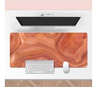 Hixingo Marble Style Mouse Mat, Gaming Mouse Pad, 3D Large Mouse Mat, Mousepad with Stitched Edges, Non-Slip Rubber Base Mouse Pads for Office & Home (800x300x3mm,Orange)