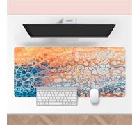 Hixingo Marble Style Mouse Mat, Gaming Mouse Pad, Large Mouse Mat, 3D Mousepad with Stitched Edges, Non-Slip Rubber Base Mouse Pads for Office & Home (900x400x3mm,Orange)
