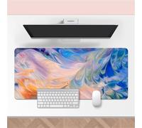 Hixingo Marble Style Mouse Mat, Gaming Mouse Pad, Large Mouse Mat, 3D Mousepad with Stitched Edges, Non-Slip Rubber Base Mouse Pads for Office & Home (900x400x3mm,Orange-blue)