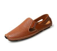 Hixingo Men's Leather Driving Shoes, Classic Penny Loafers Slip-on Moccasins Anti-Slip Rubber Sole Casual Boat Shoes for Walking & Driving, Lightweight & Comfortable