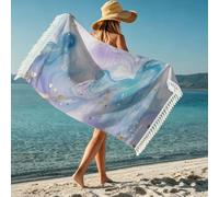 Hixingo Microfiber Beach Towesls with Tassels for Adults Kids, Purple-Gold Marble Pattern Large Turkish Beach Towel Lightweight Absorbent for Travel Swim Sun Lounger Picnic (Style 7,70x140cm)