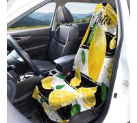 Hixingo Microfiber Sweat Towel Car Seat Cover, Absorbent Car Front Seat Covers for Gym Universal Fit Bucket Seating Chair Protector Non-Slip With S-Hooks for Summer Driving (Striped lemons,1 Piece)